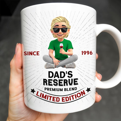 Dad's Reserve Premium Blend Limited Edition, Cartoon of Dad and Wine Glass