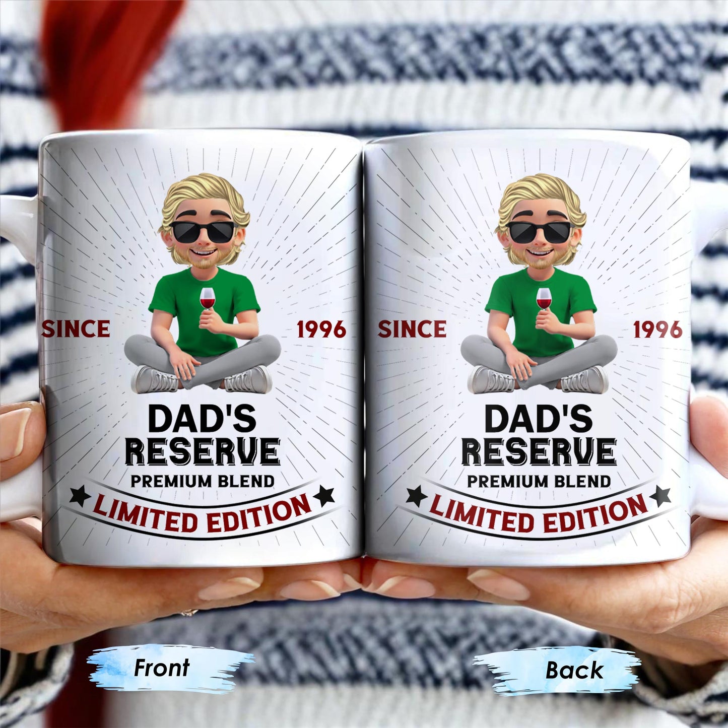 Dad's Reserve Premium Blend Limited Edition, Cartoon of Dad and Wine Glass