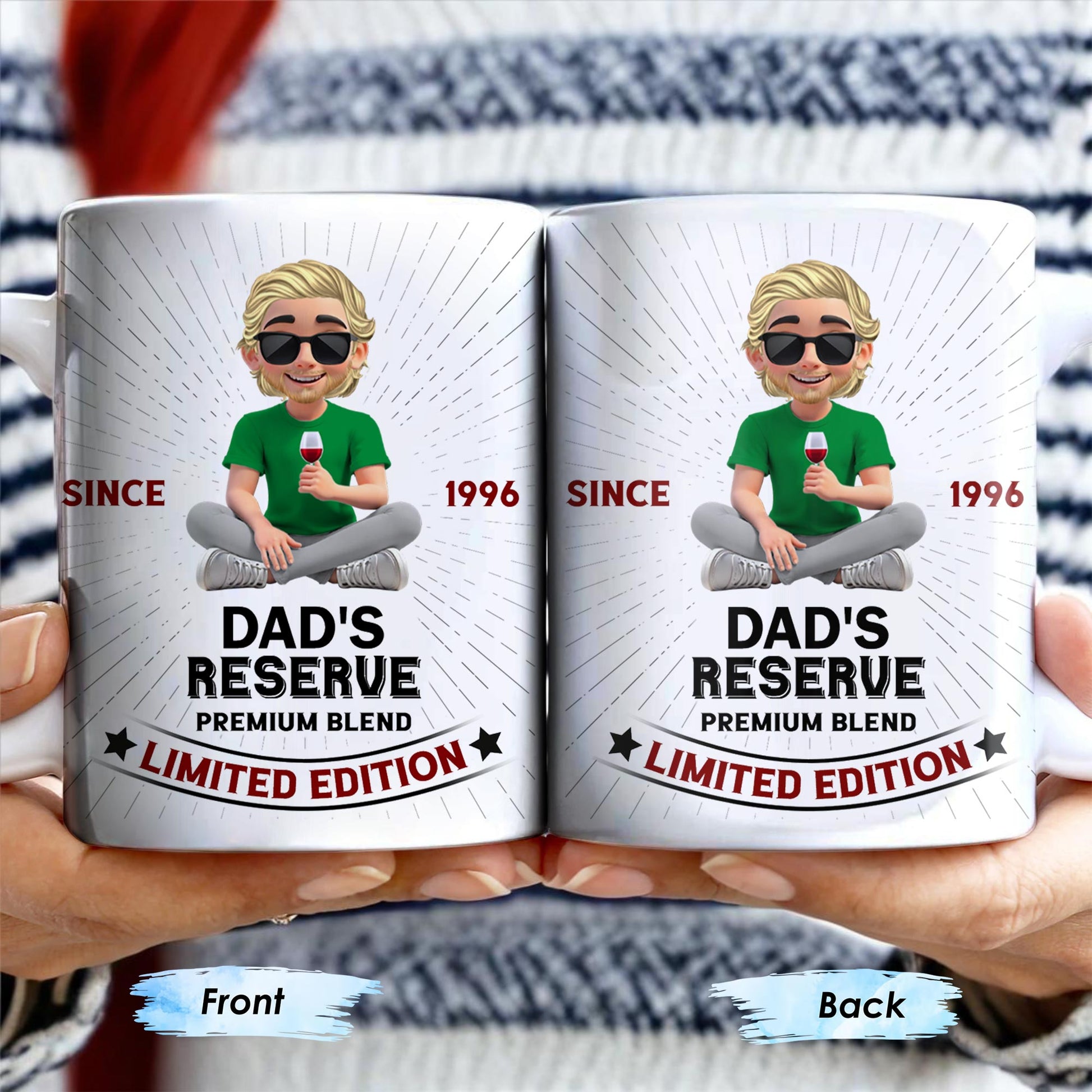 Dad's Reserve Premium Blend Limited Edition, Cartoon of Dad and Wine Glass