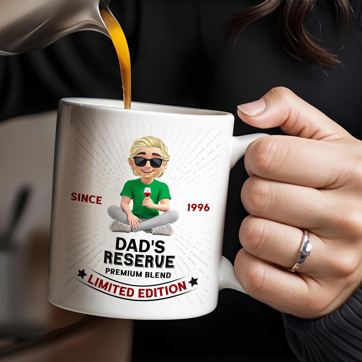 Dad's Reserve Premium Blend Limited Edition, Cartoon of Dad and Wine Glass