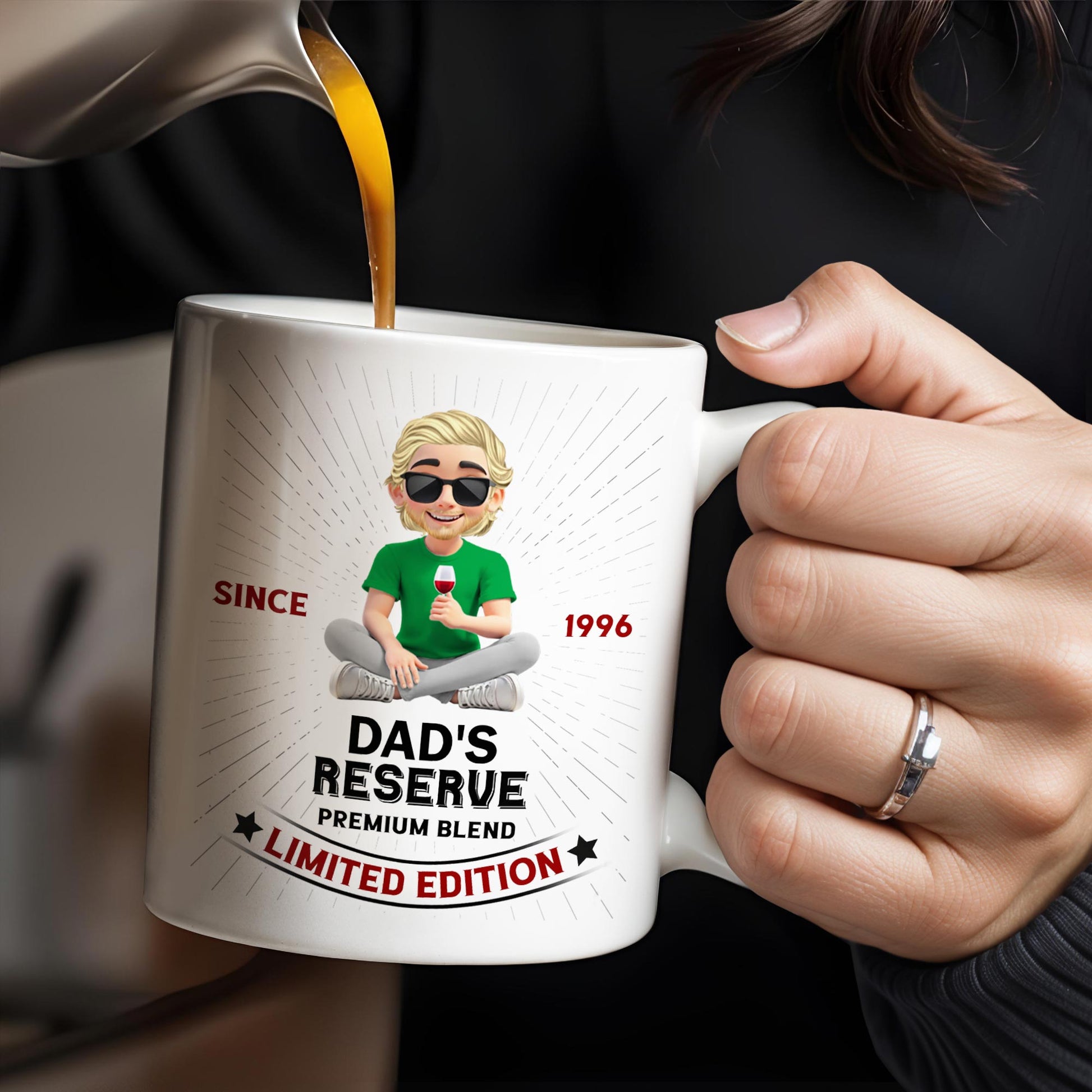 Dad's Reserve Premium Blend Limited Edition, Cartoon of Dad and Wine Glass