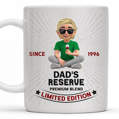 Dad's Reserve Premium Blend Limited Edition, Cartoon of Dad and Wine Glass