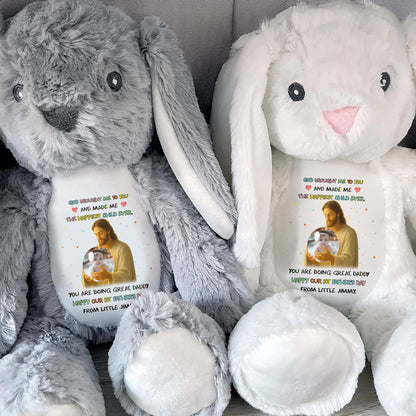 God Brought Me To You And Made Me The Happiest Child Ever, Stuffed Bunny and Baby Photo