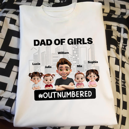 Dad Of Girls #Outnumbered, Cartoon Characters And Cityscape