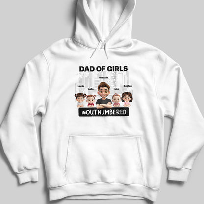 Dad Of Girls #Outnumbered, Cartoon Characters And Cityscape