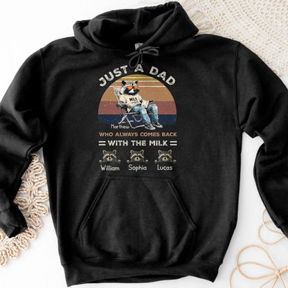 Just A Dad Who Always Comes Back With The Milk, Raccoon And Milk Carton