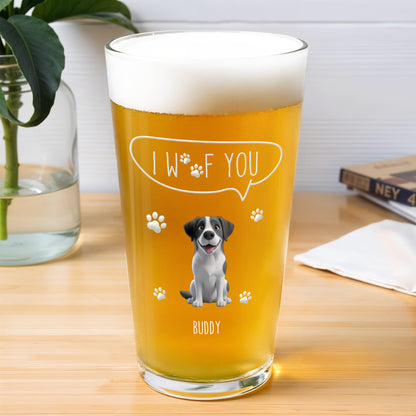 Dad, Thanks For Putting Up With My Shit, Dog and Paw Prints - Personalized Custom Beer Glass - DAD084_BRG