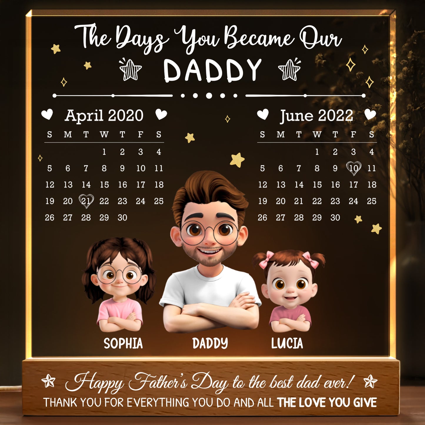 Happy Father's Day To The Best Dad Ever, Family Portrait And Stars