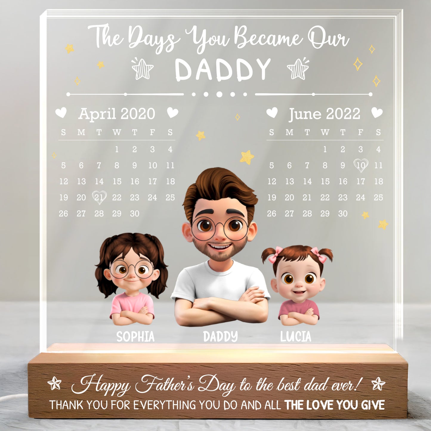 Happy Father's Day To The Best Dad Ever, Family Portrait And Stars