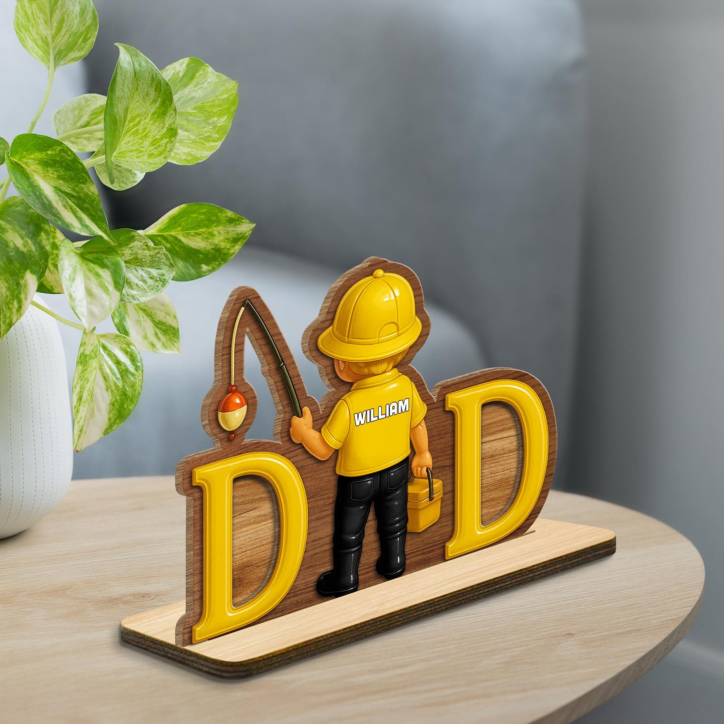 Personalized Custom Plaque For Dad, With Firefighter And Helmet Theme