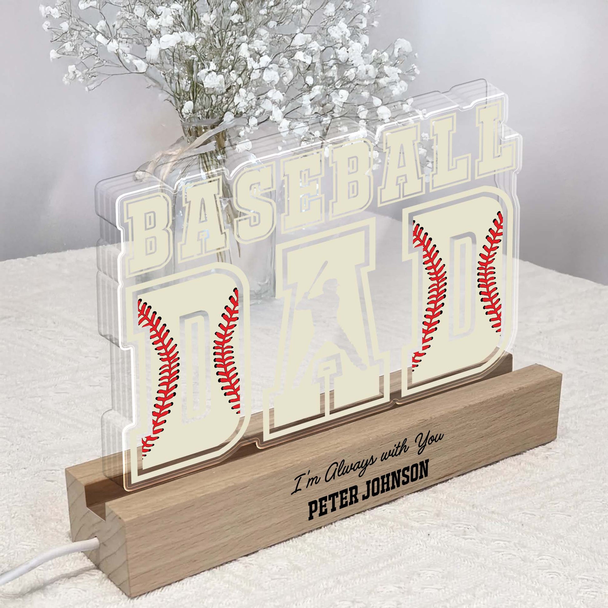 Baseball Dad, I'm Always With You, Silhouette of Player and Bat