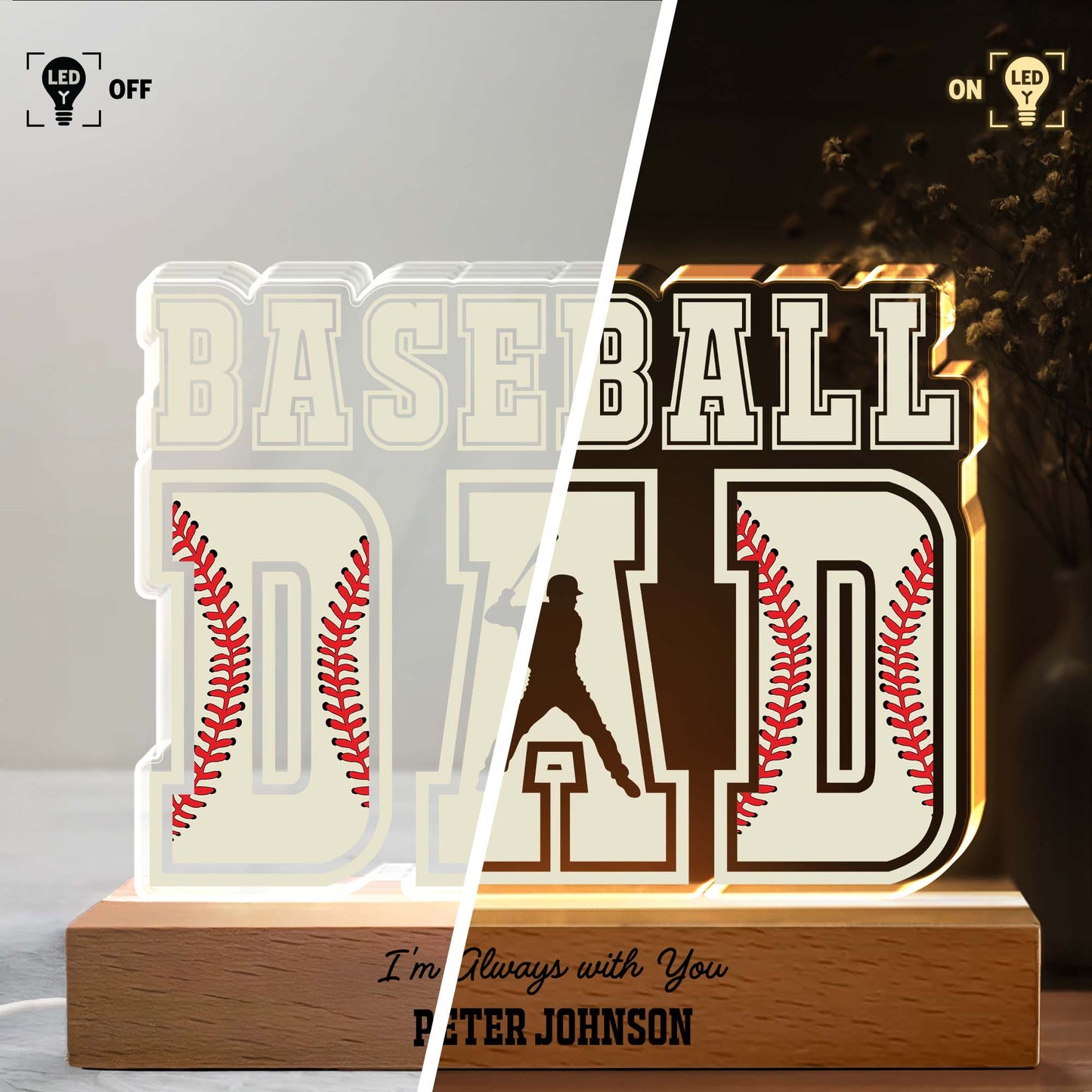 Baseball Dad, I'm Always With You, Silhouette of Player and Bat