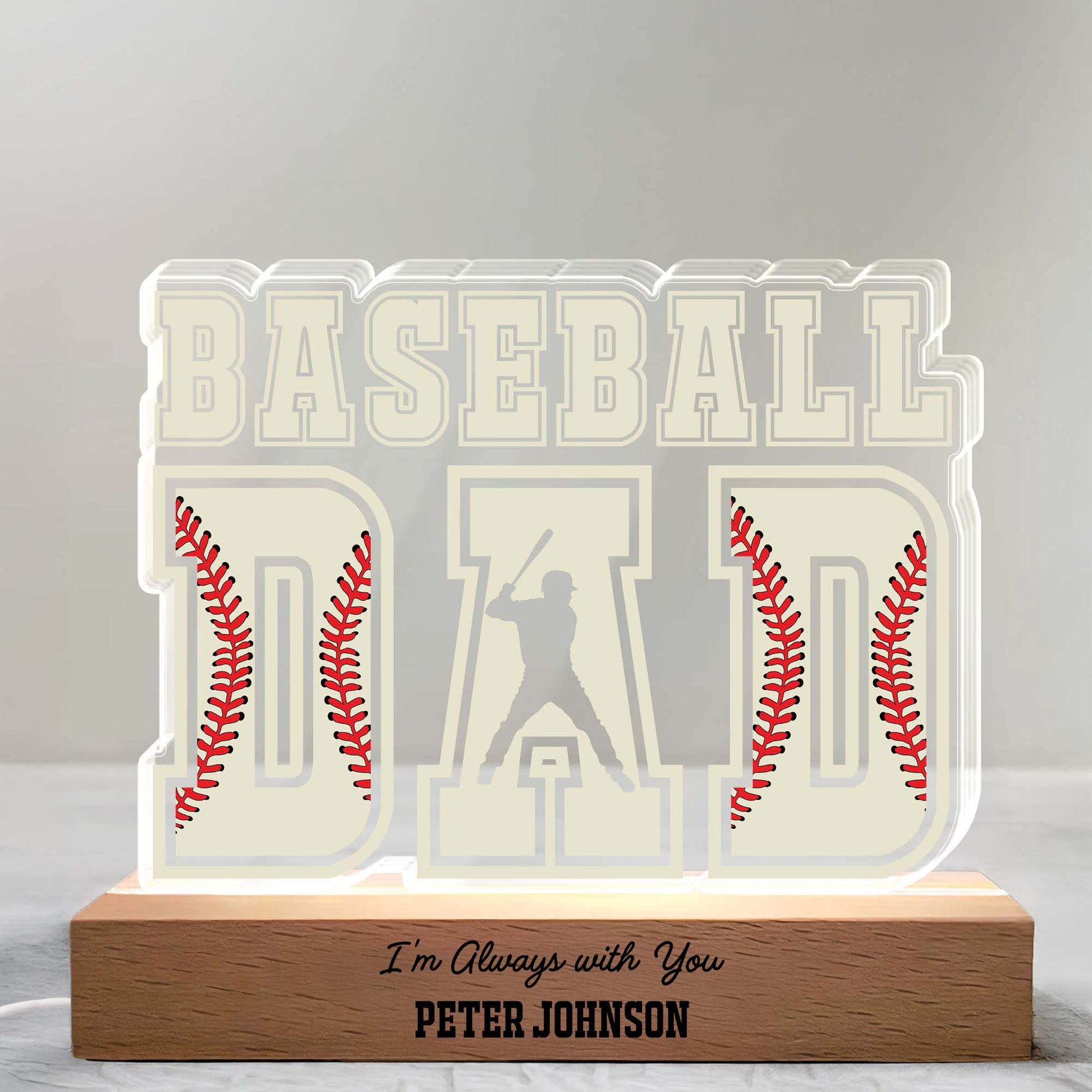 Baseball Dad, I'm Always With You, Silhouette of Player and Bat