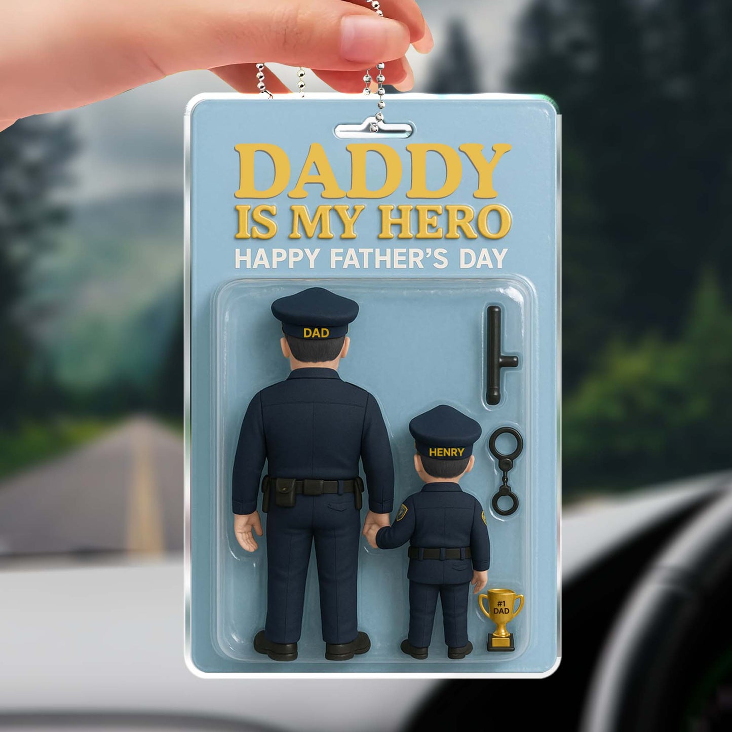 Daddy Is My Hero, Happy Father's Day, Police Uniforms and Trophy