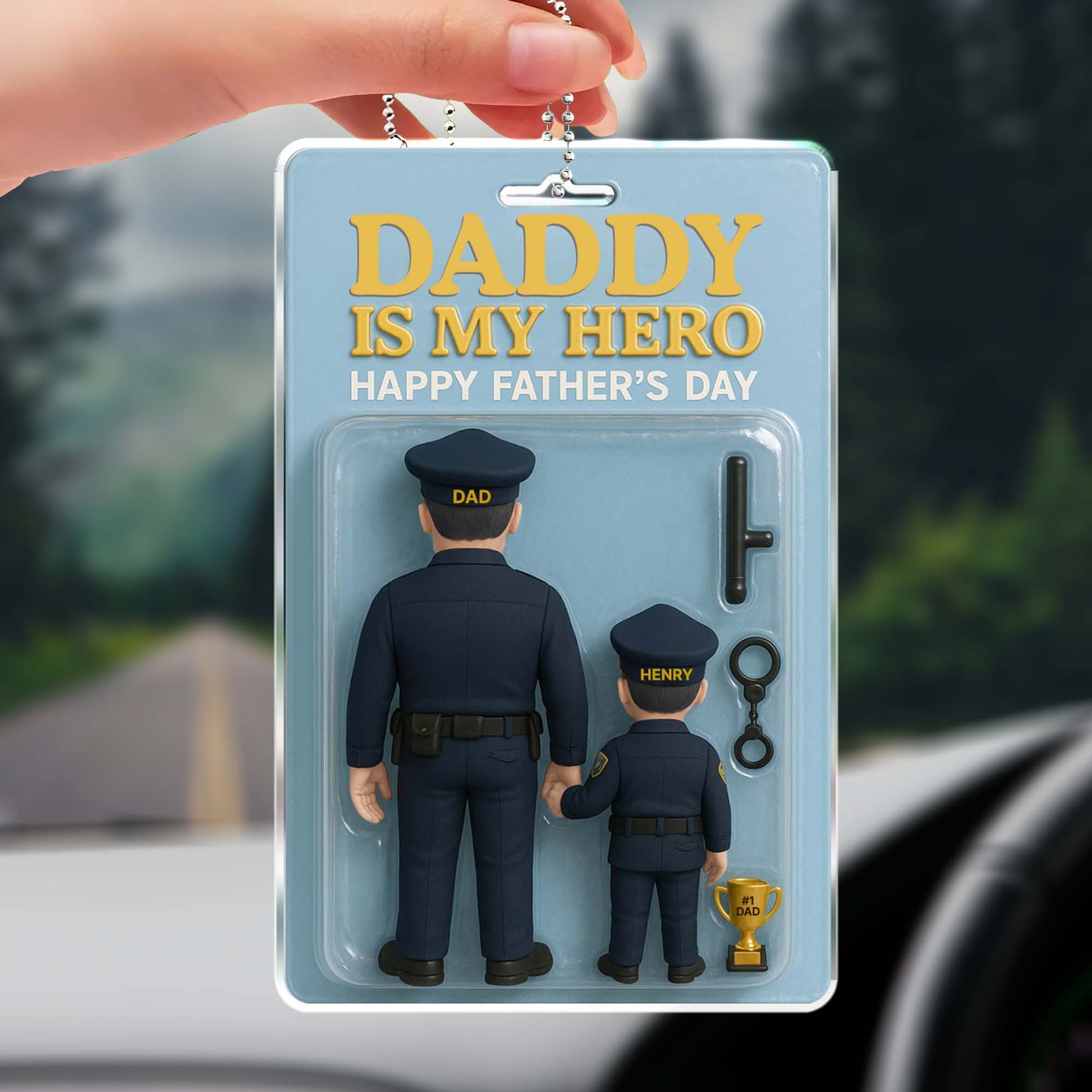 Daddy Is My Hero, Happy Father's Day, Police Uniforms and Trophy