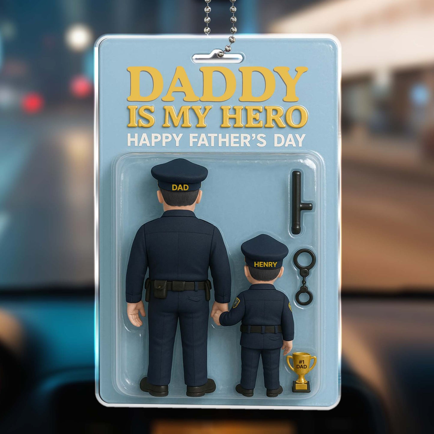 Daddy Is My Hero, Happy Father's Day, Police Uniforms and Trophy