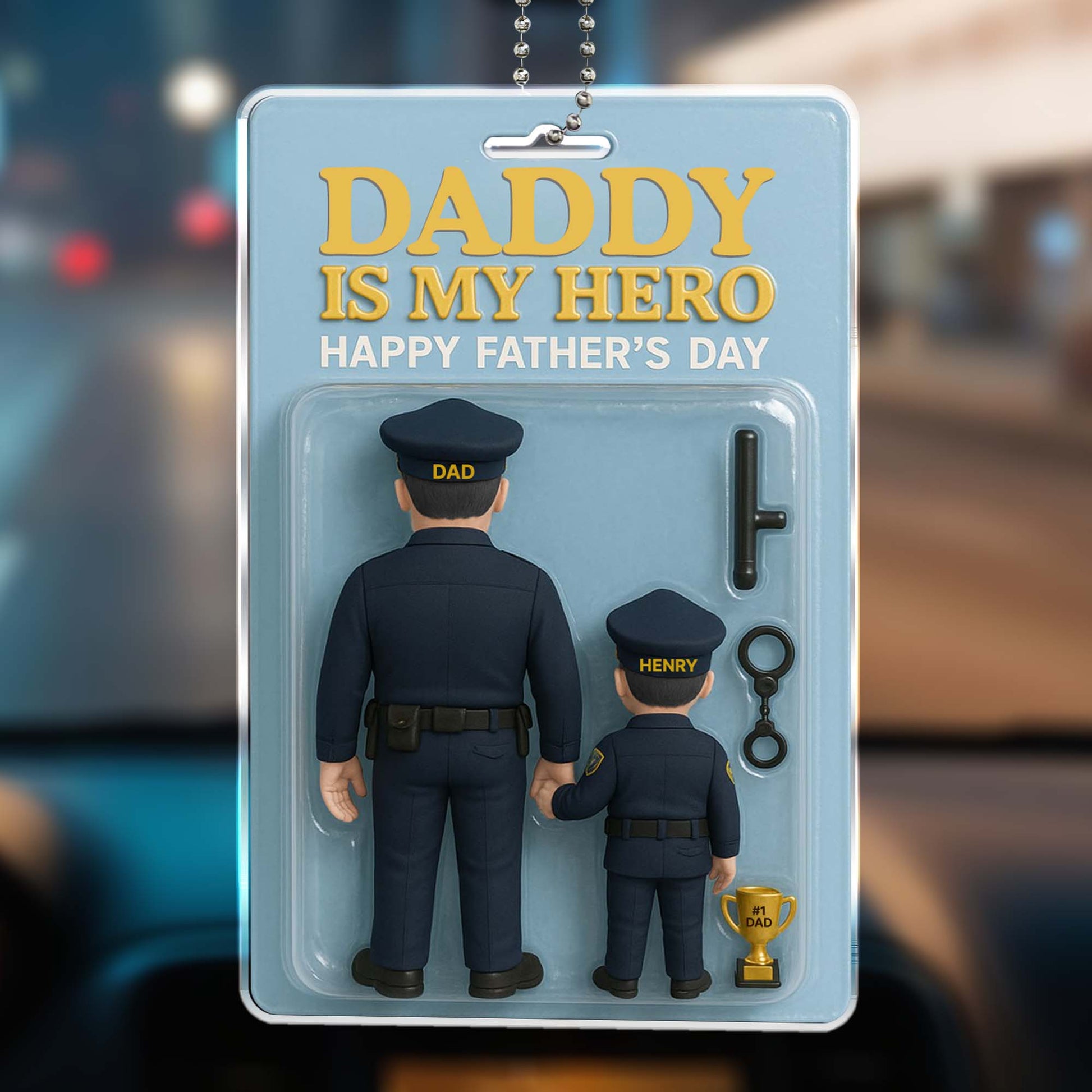 Daddy Is My Hero, Happy Father's Day, Police Uniforms and Trophy