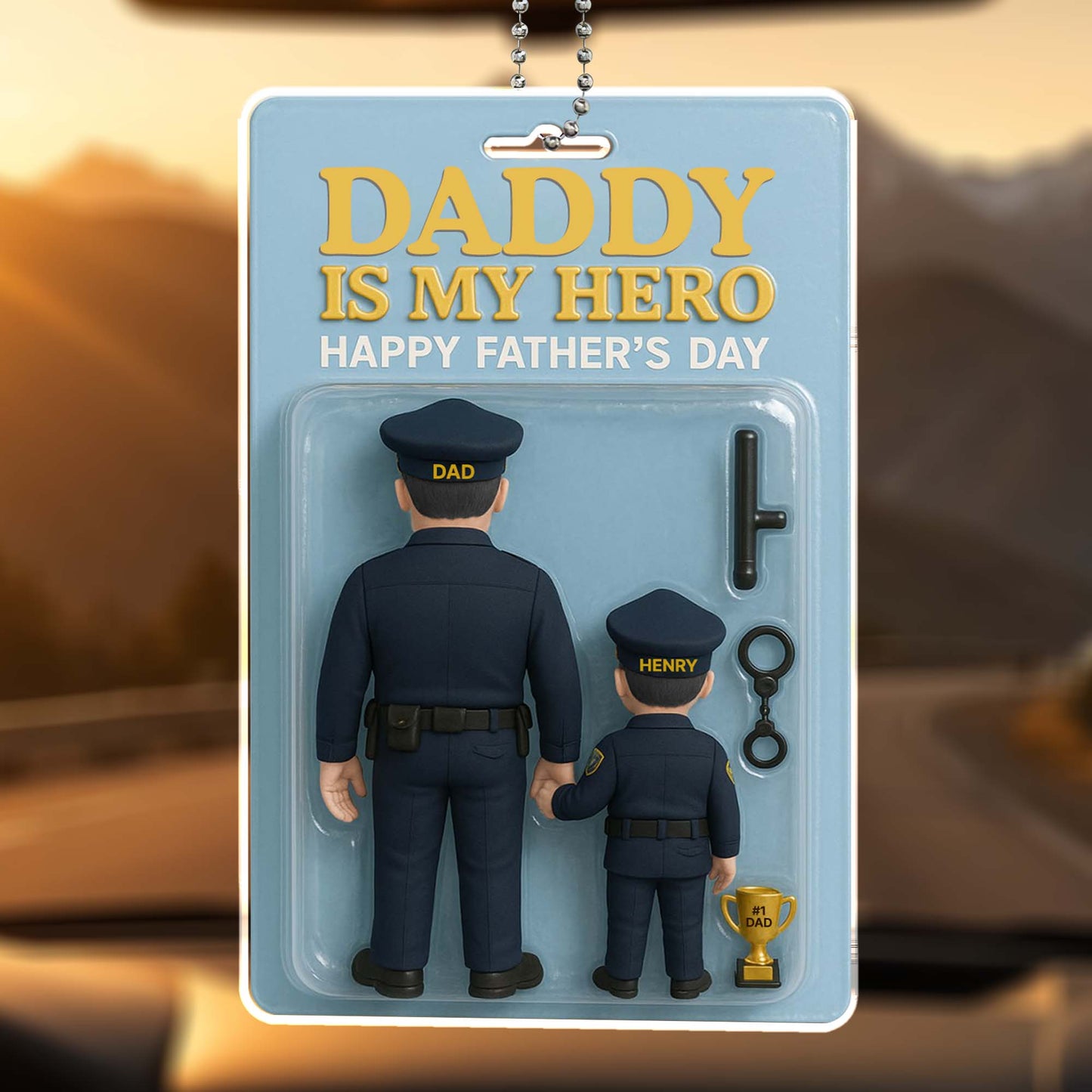 Daddy Is My Hero, Happy Father's Day, Police Uniforms and Trophy