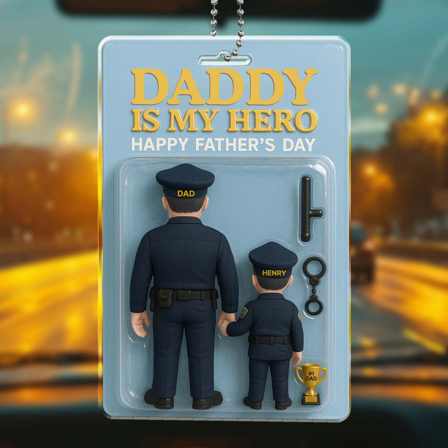 Daddy Is My Hero, Happy Father's Day, Police Uniforms and Trophy