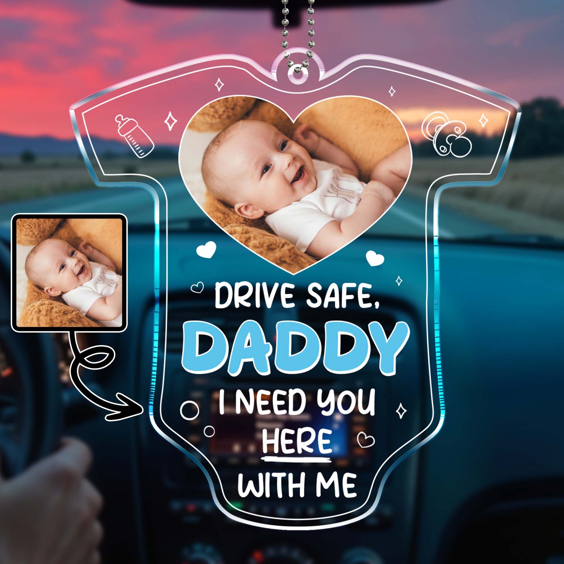 Drive Safe, Daddy I Need You Here With Me, Car and Heart Design