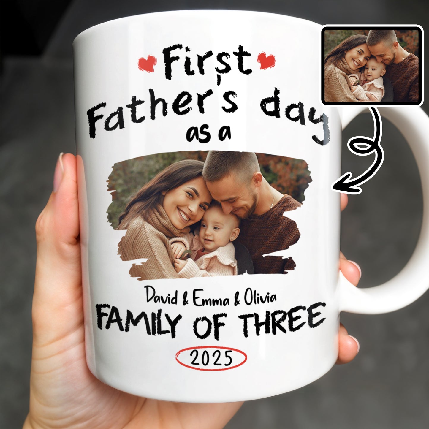 First Father's Day As A Family Of Three, Heart and Family Photo