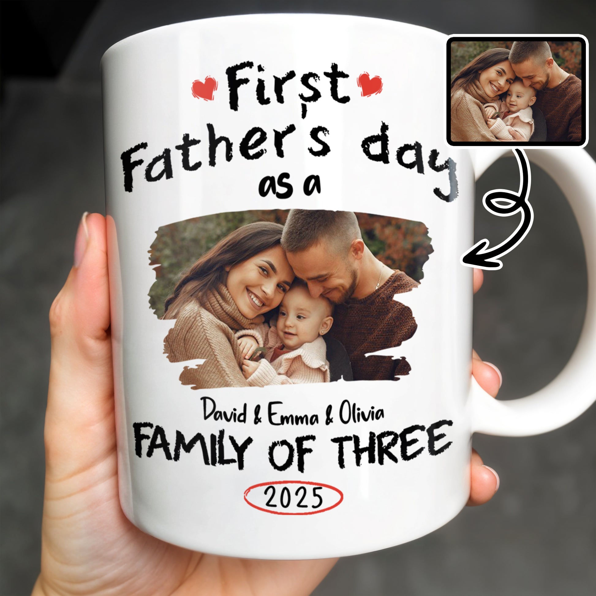 First Father's Day As A Family Of Three, Heart and Family Photo