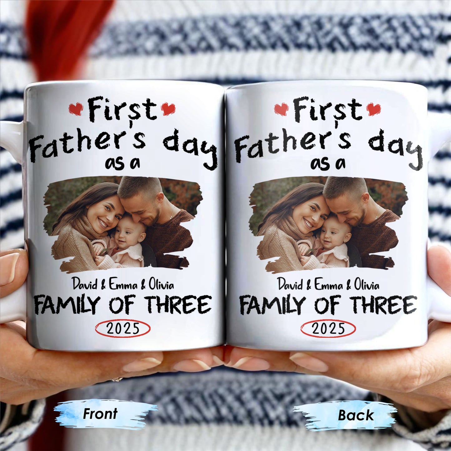 First Father's Day As A Family Of Three, Heart and Family Photo