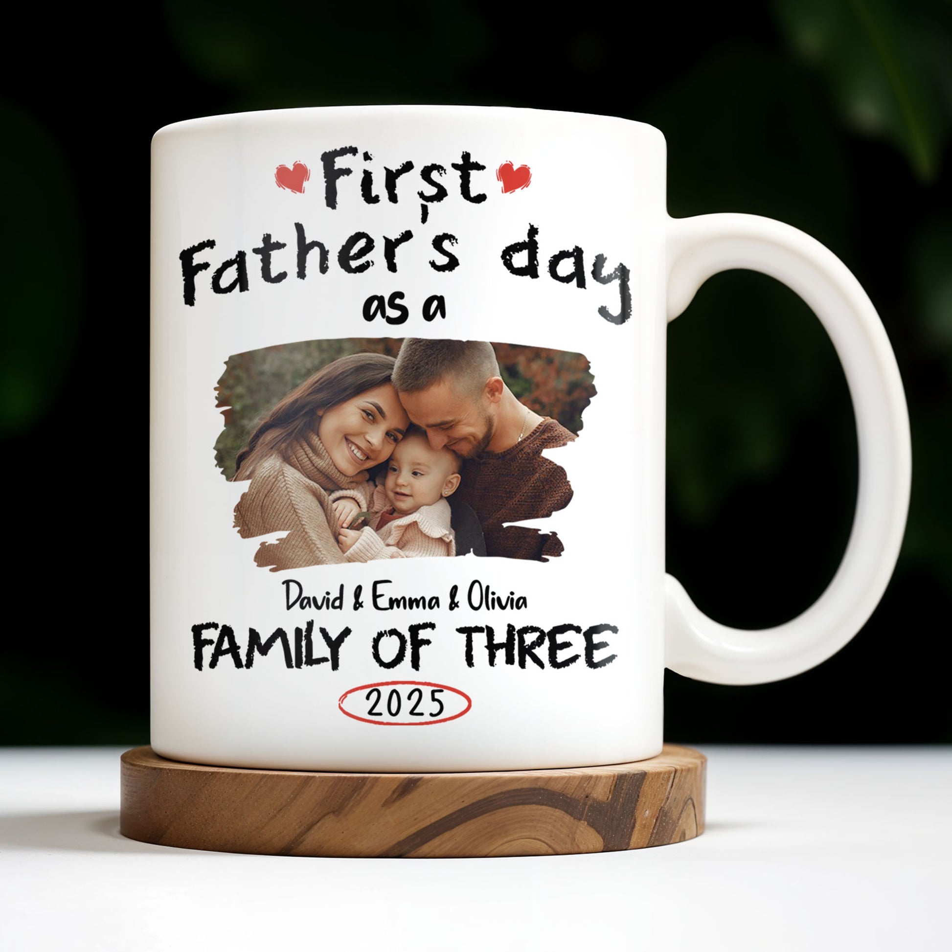 First Father's Day As A Family Of Three, Heart and Family Photo