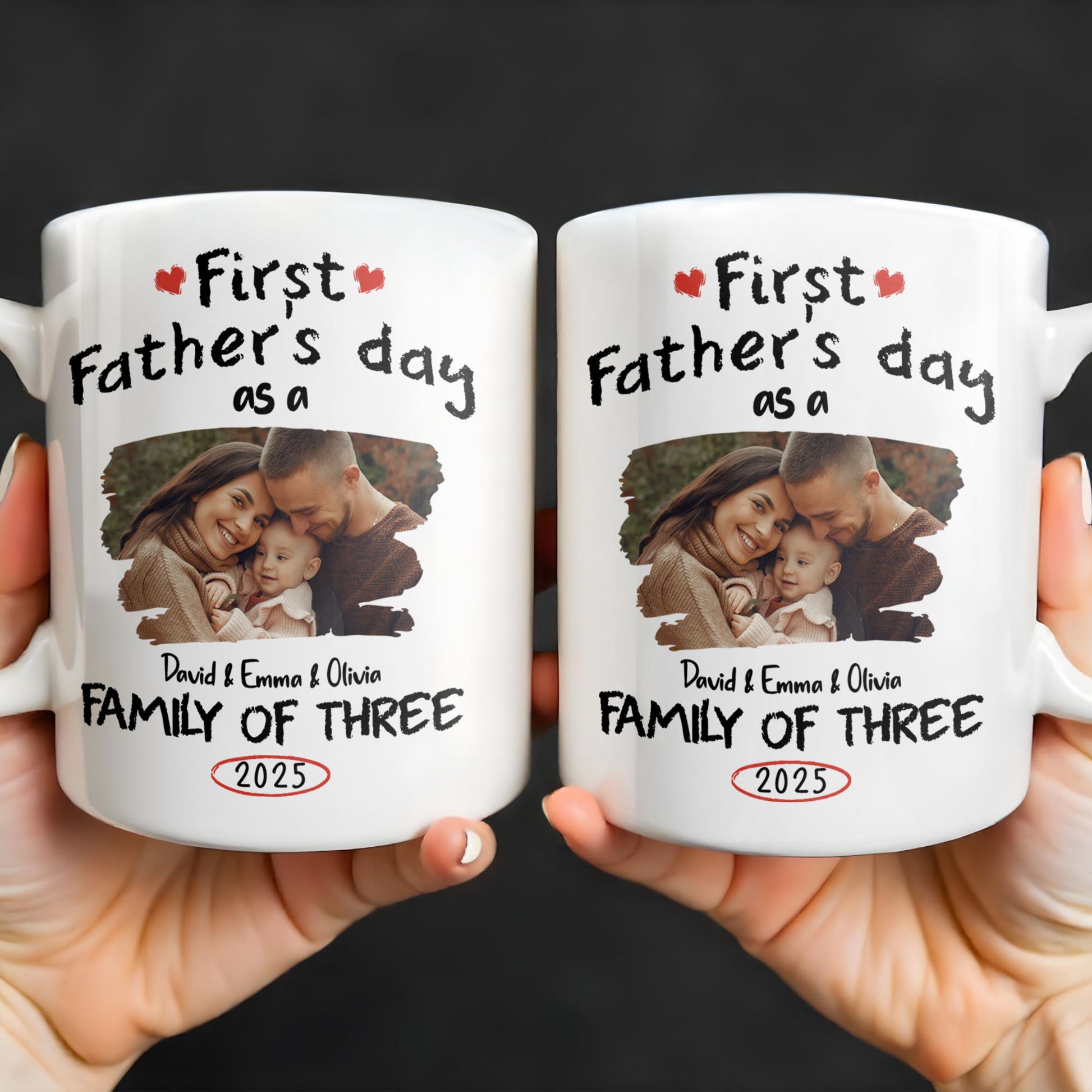 First Father's Day As A Family Of Three, Heart and Family Photo