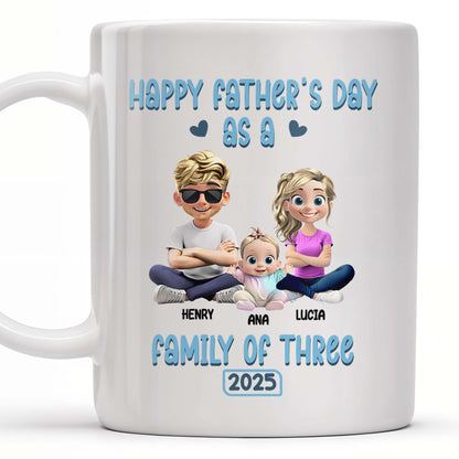 Happy Father's Day As A Family Of Three, Hearts And Family Design