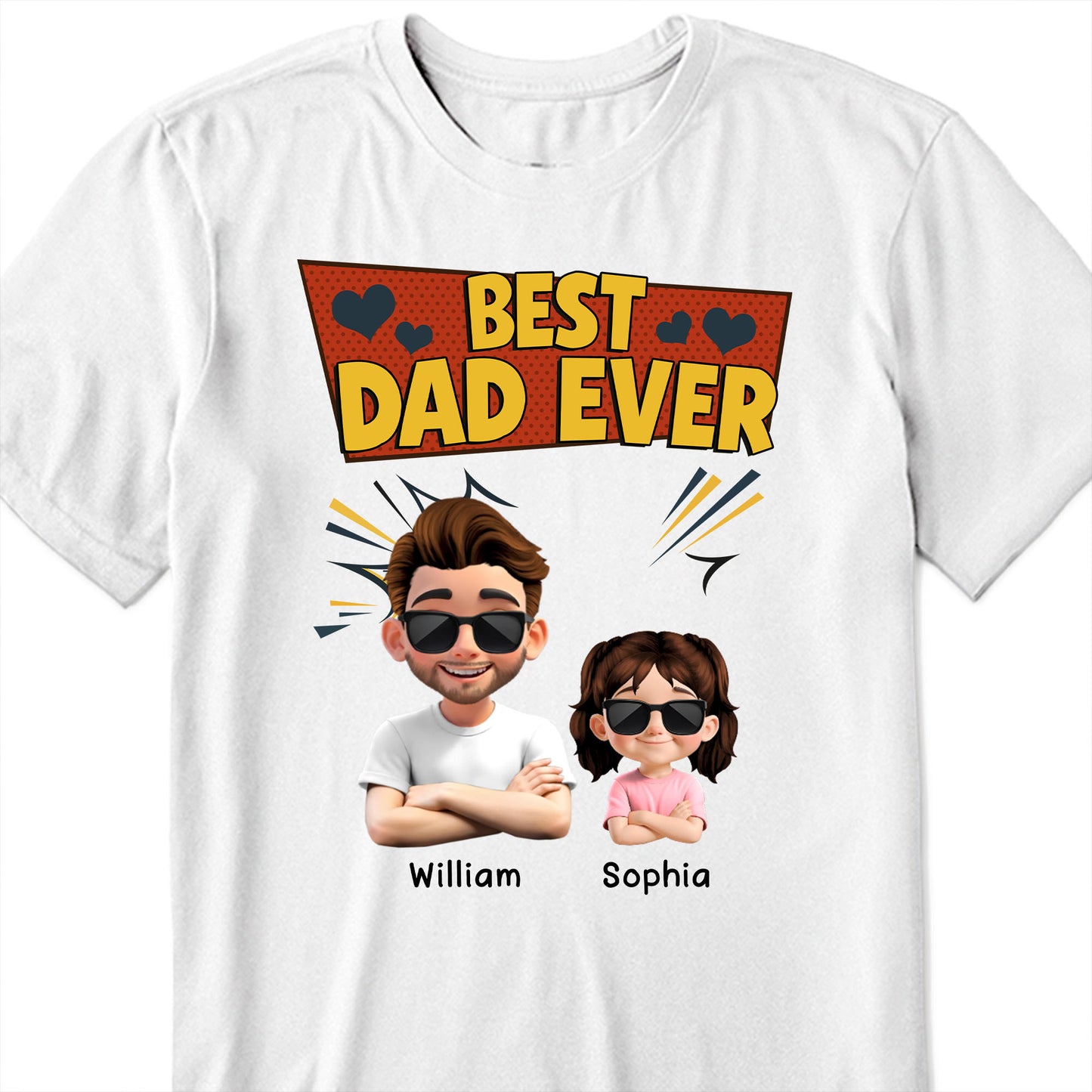 Best Dad Ever, Cartoon Characters and Hearts