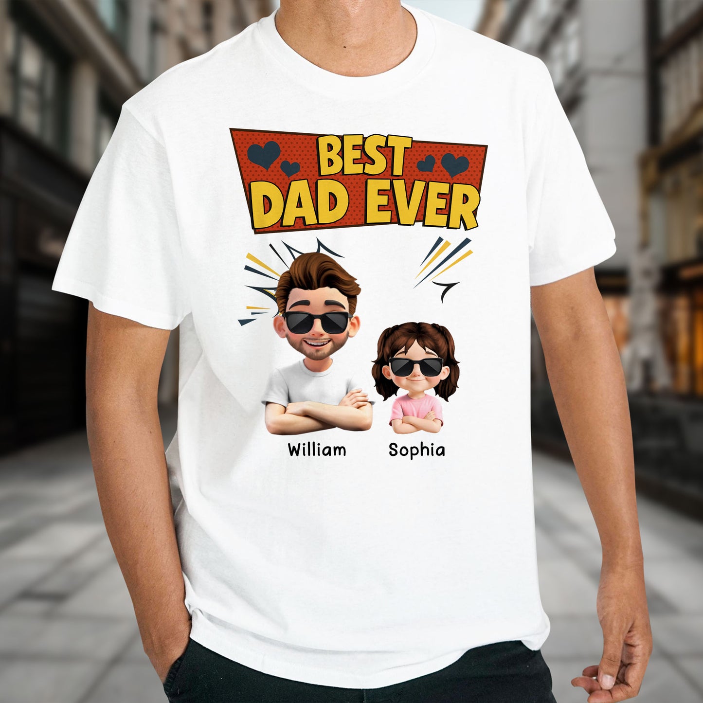 Best Dad Ever, Cartoon Characters and Hearts