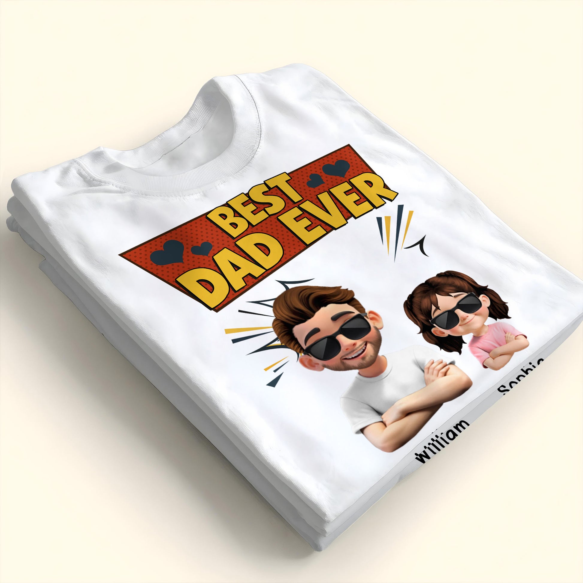 Best Dad Ever, Cartoon Characters and Hearts