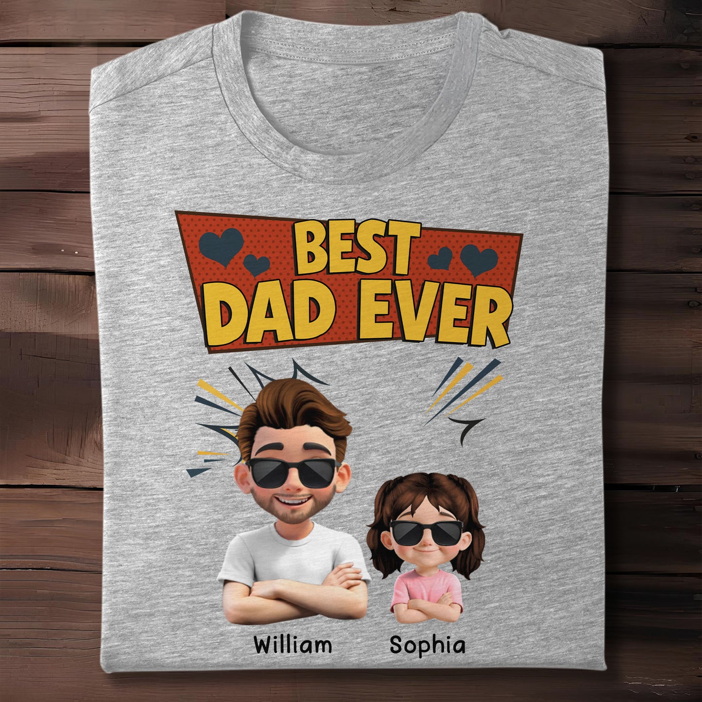 Best Dad Ever, Cartoon Characters and Hearts