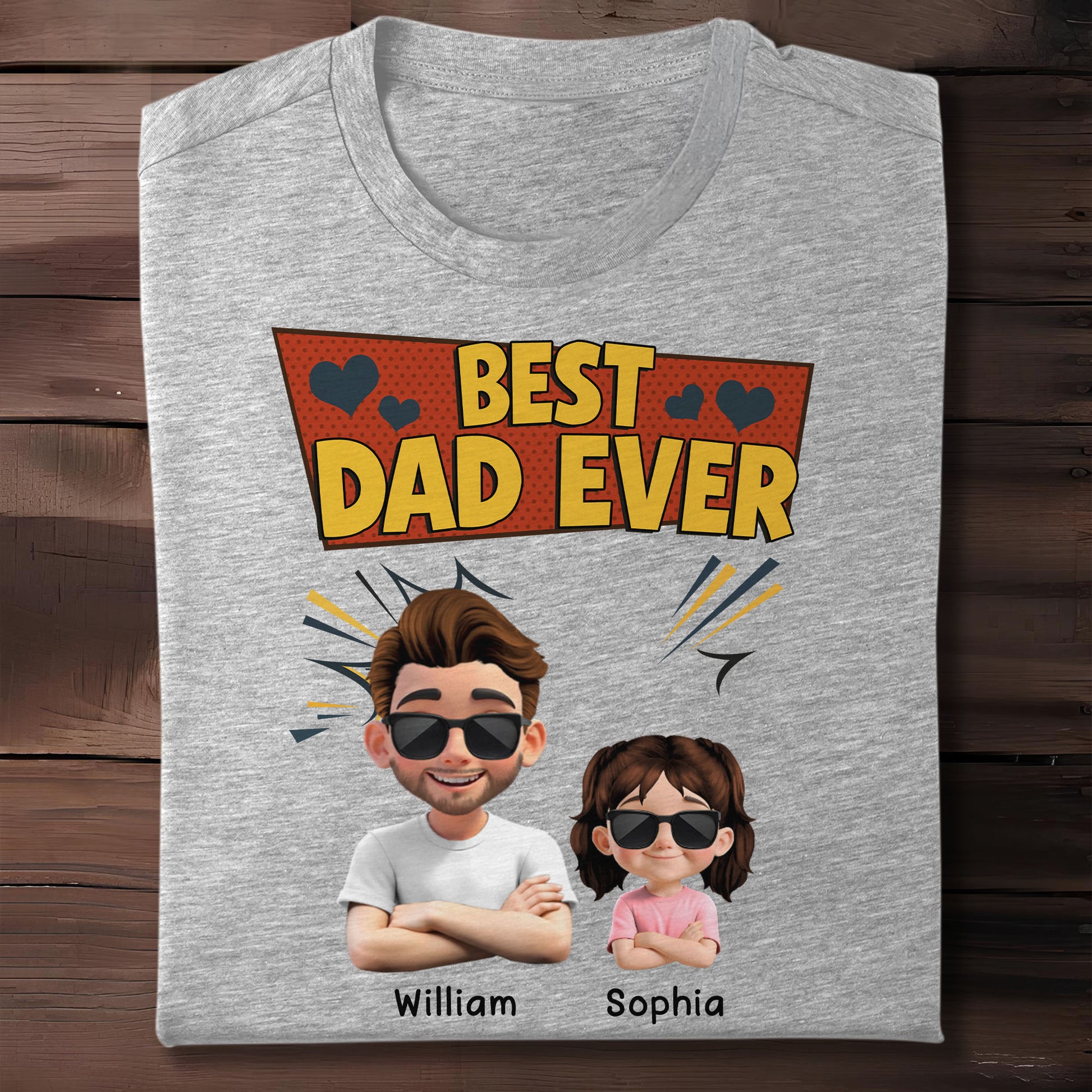 Best Dad Ever, Cartoon Characters and Hearts