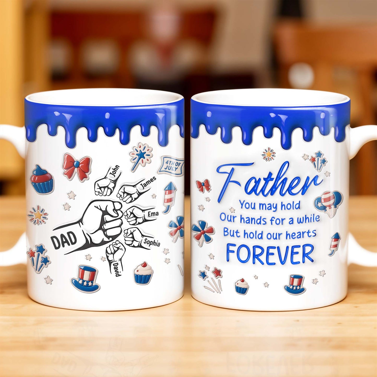 Father, You May Hold Our Hands For A While But Hold Our Hearts Forever, American Flag Balloon, Top Hat