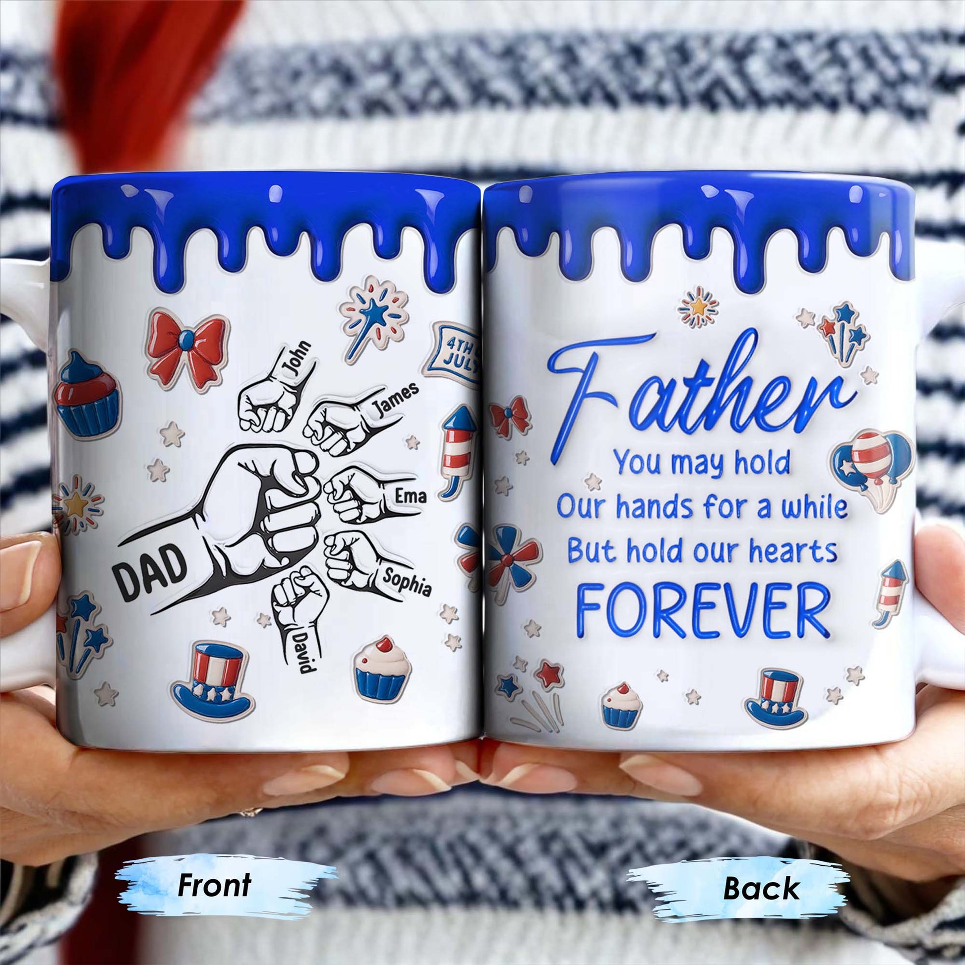 Father, You May Hold Our Hands For A While But Hold Our Hearts Forever, American Flag Balloon, Top Hat