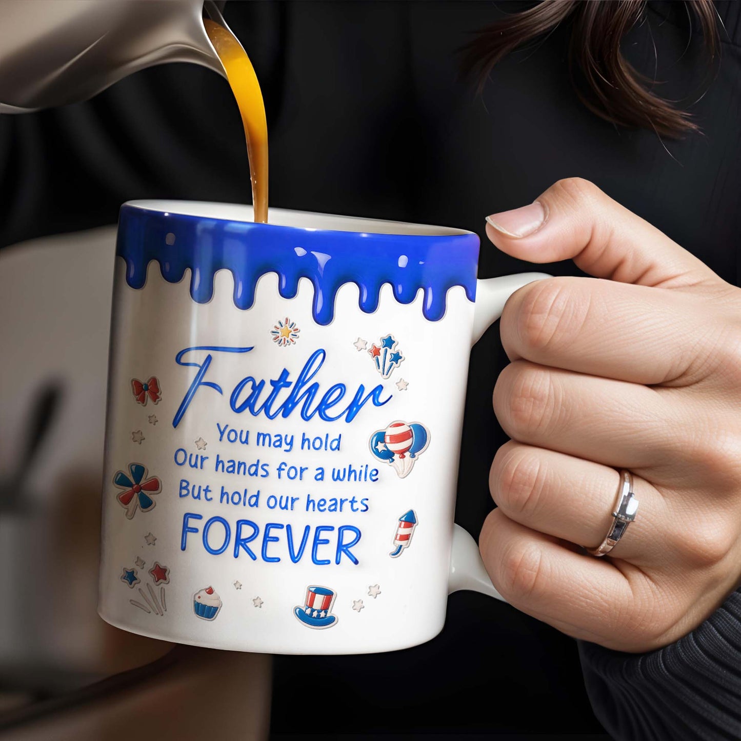 Father, You May Hold Our Hands For A While But Hold Our Hearts Forever, American Flag Balloon, Top Hat