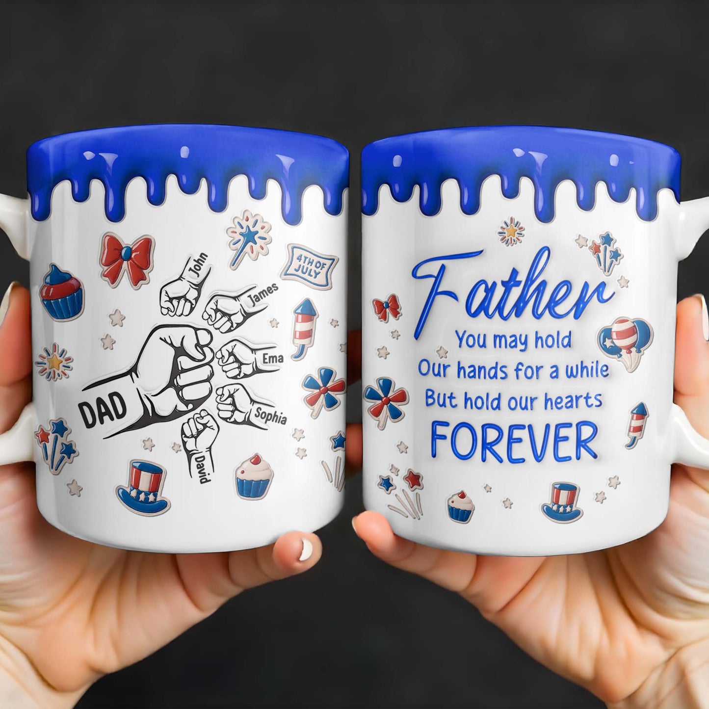 Father, You May Hold Our Hands For A While But Hold Our Hearts Forever, American Flag Balloon, Top Hat