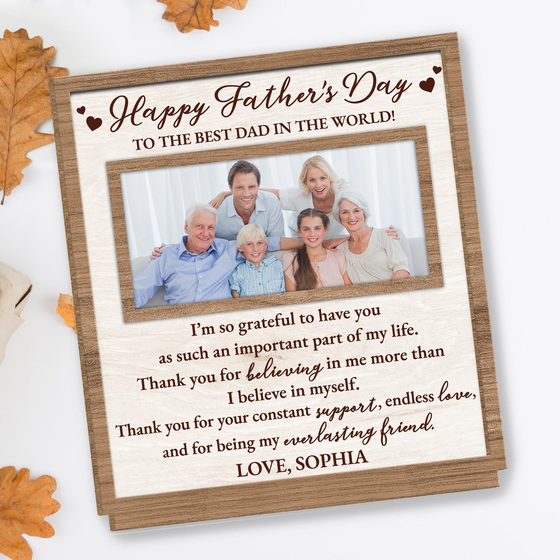 Happy Father's Day To The Best Dad In The World, Wood Plaque, Photo Frame