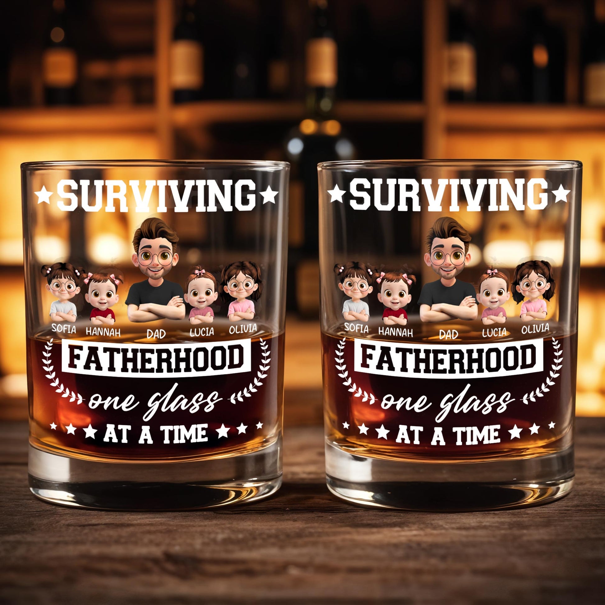 Surviving Fatherhood One Glass At A Time, Cartoon Family