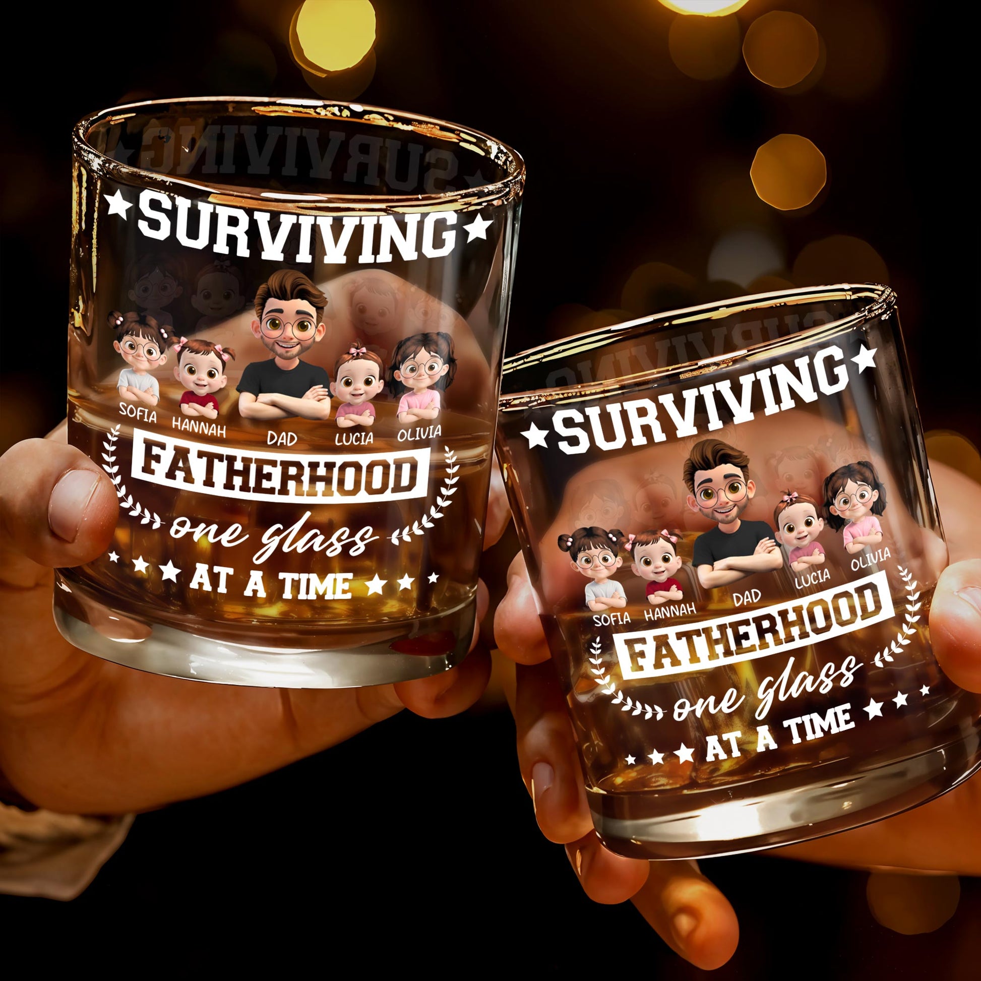 Surviving Fatherhood One Glass At A Time, Cartoon Family