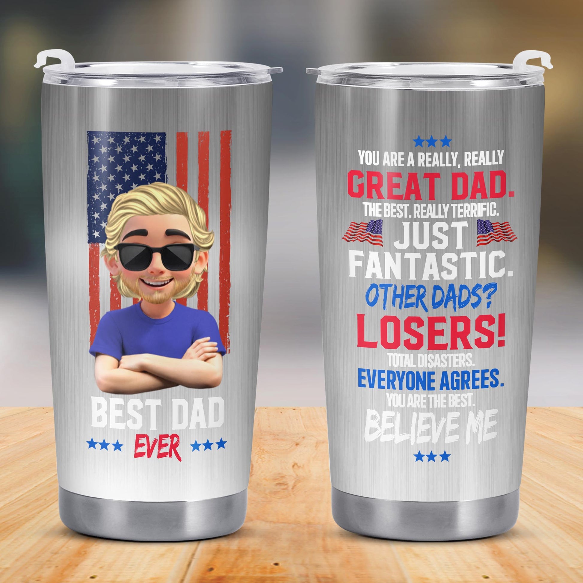 You Are A Really, Really Great Dad, American Flag And Cartoon Character