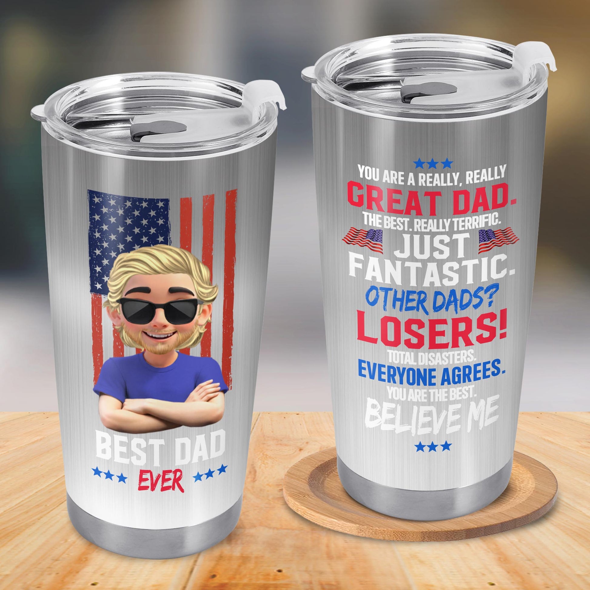 You Are A Really, Really Great Dad, American Flag And Cartoon Character