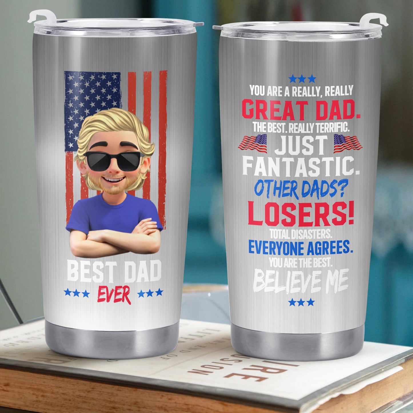 You Are A Really, Really Great Dad, American Flag And Cartoon Character