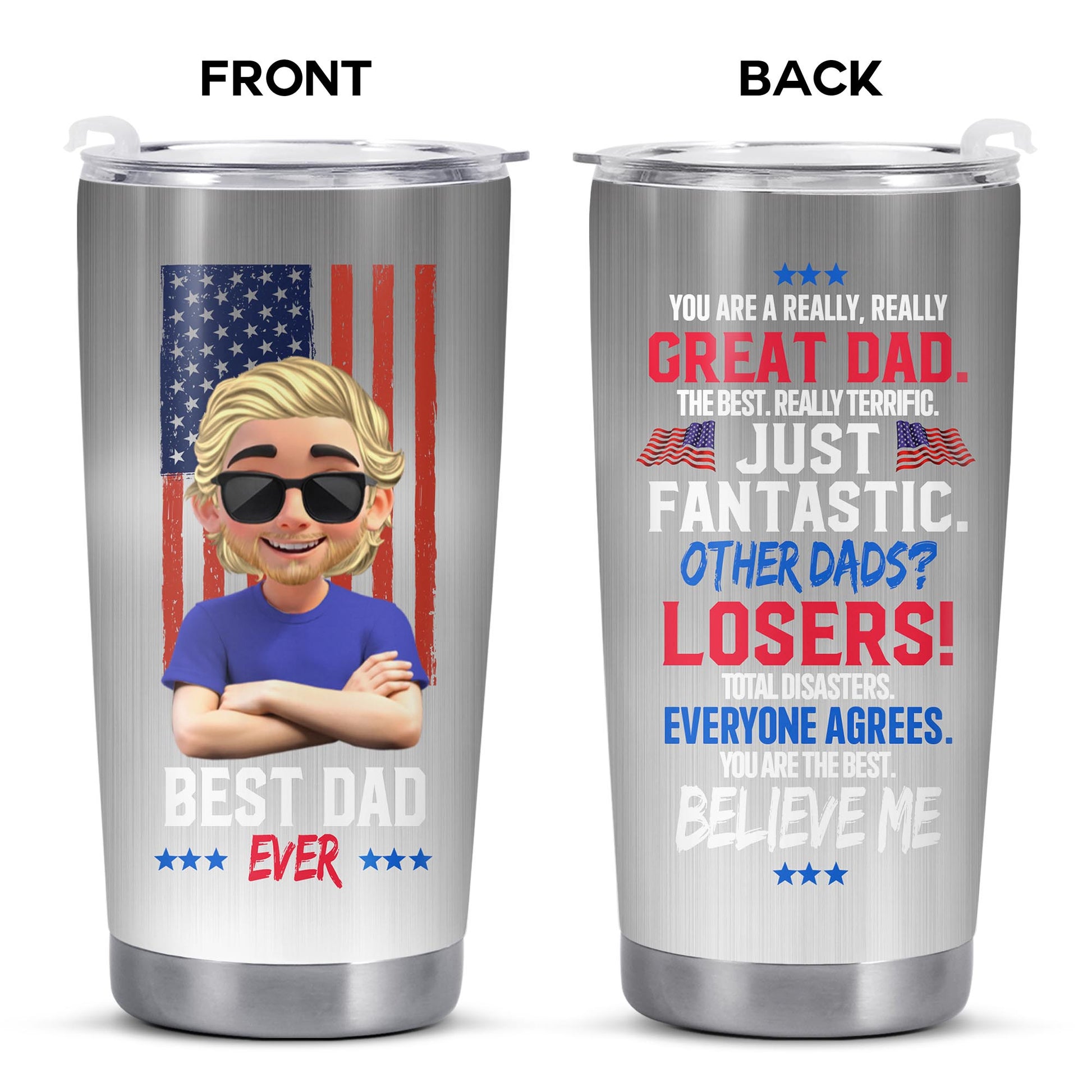 You Are A Really, Really Great Dad, American Flag And Cartoon Character