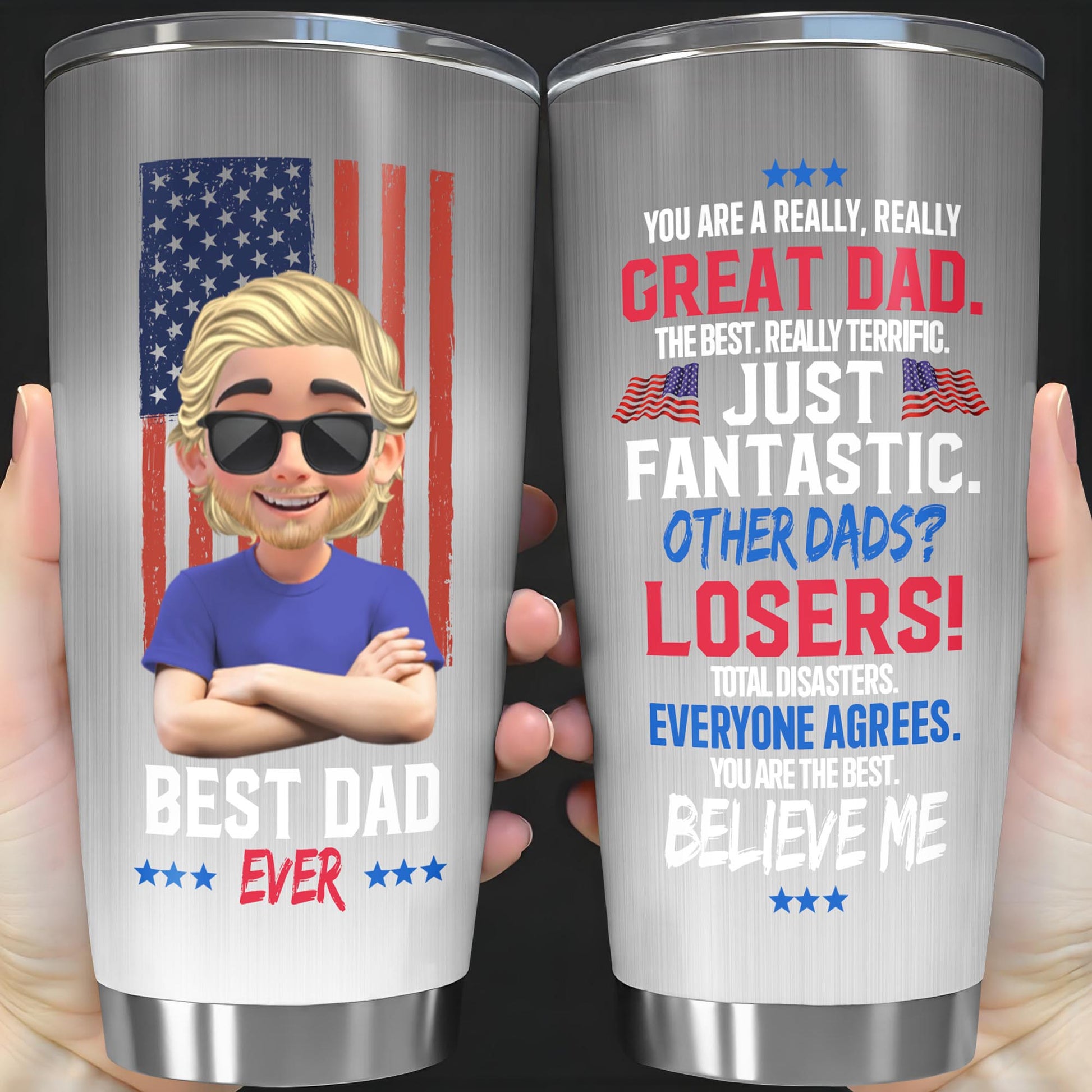 You Are A Really, Really Great Dad, American Flag And Cartoon Character