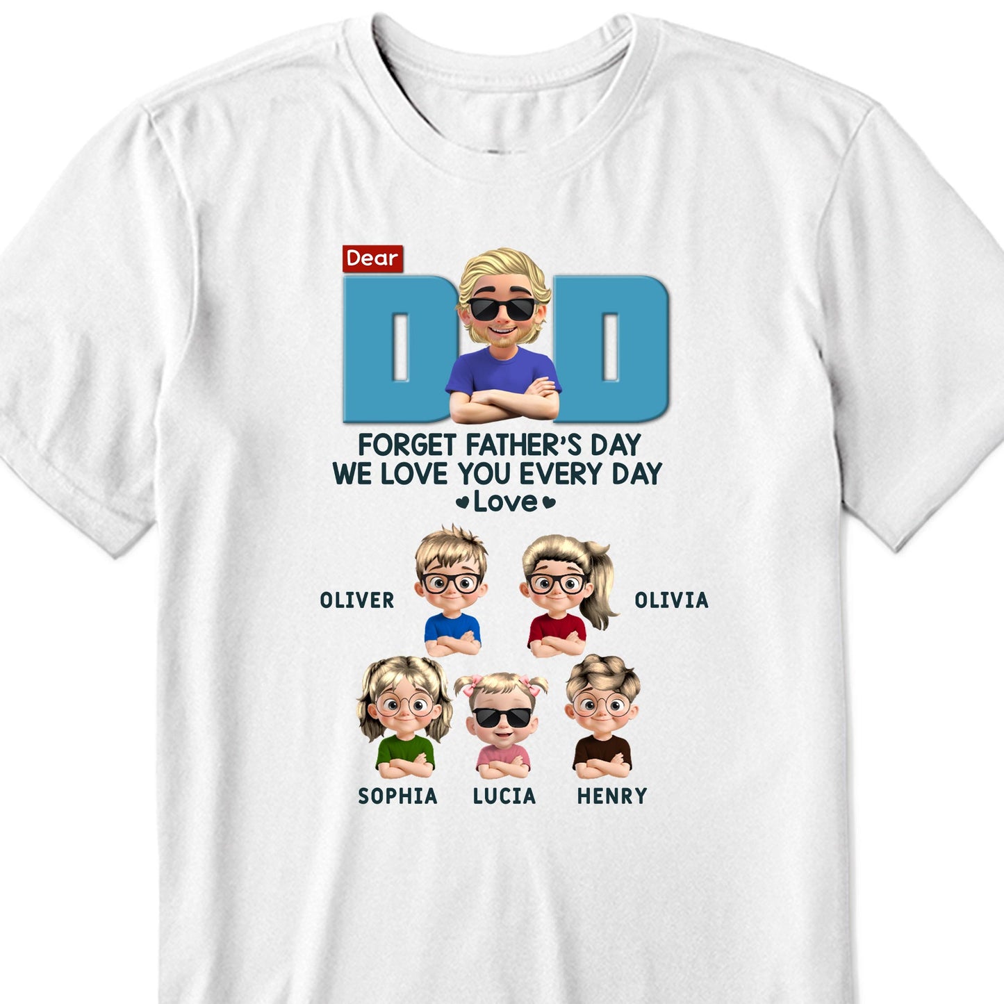 Dear Dad, Forget Father's Day We Love You Every Day, Cartoon Characters