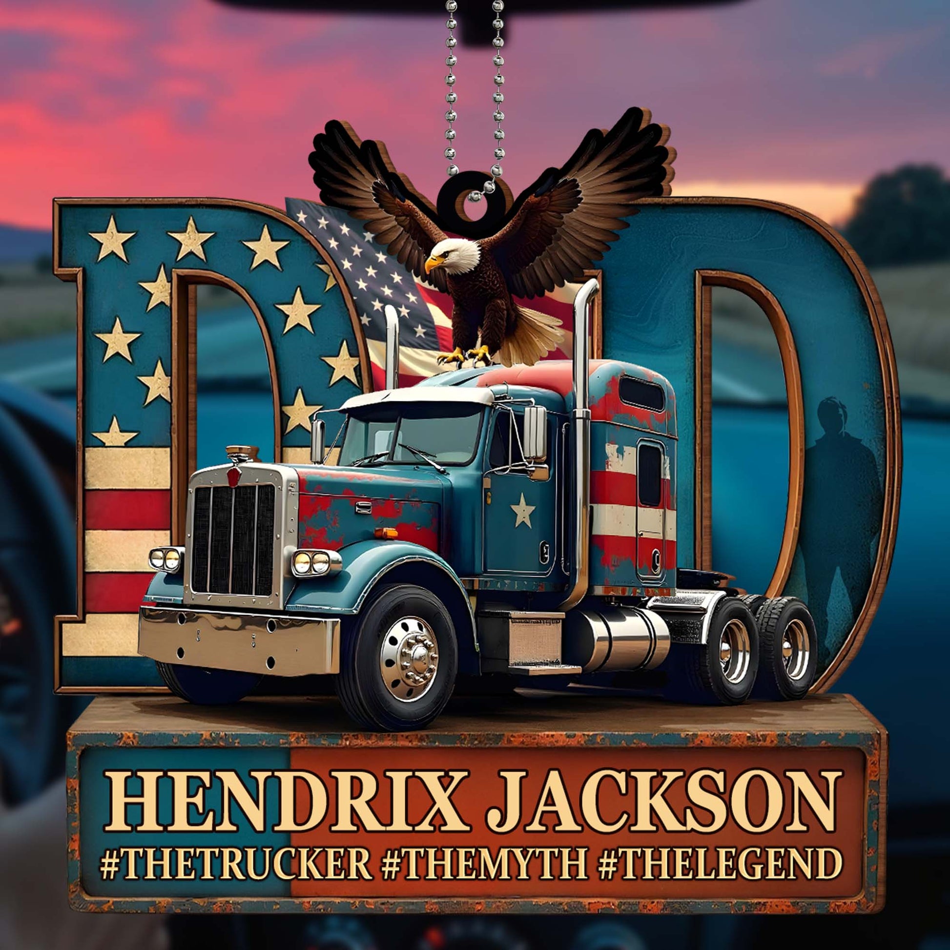 #TheTrucker #TheMyth #TheLegend, Truck, Eagle and American Flag