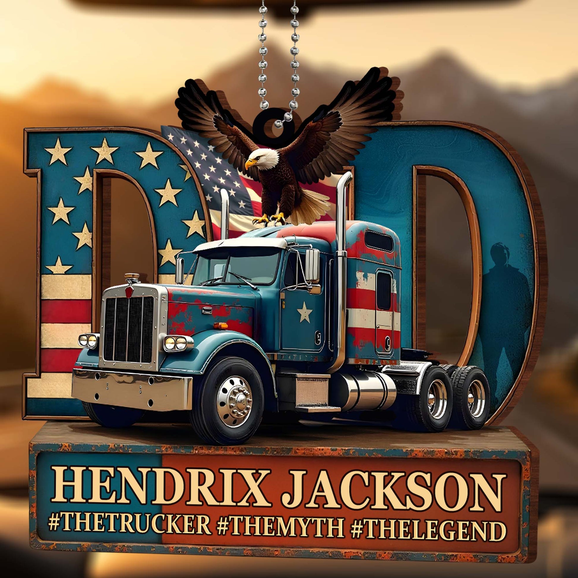 #TheTrucker #TheMyth #TheLegend, Truck, Eagle and American Flag